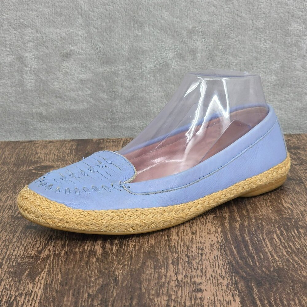 Sofft Malia Espadrille Flats Loafers 7.5 Blue Leather Natural Jute Grandmacore